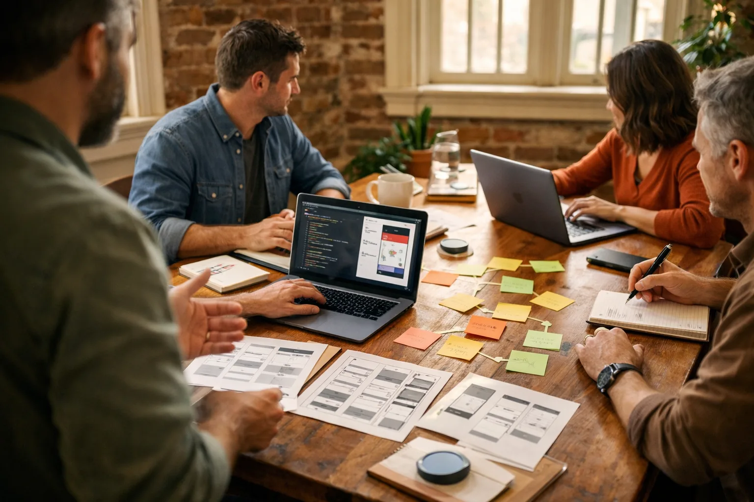 A warm desk setup for an adult AI app-building workshop
