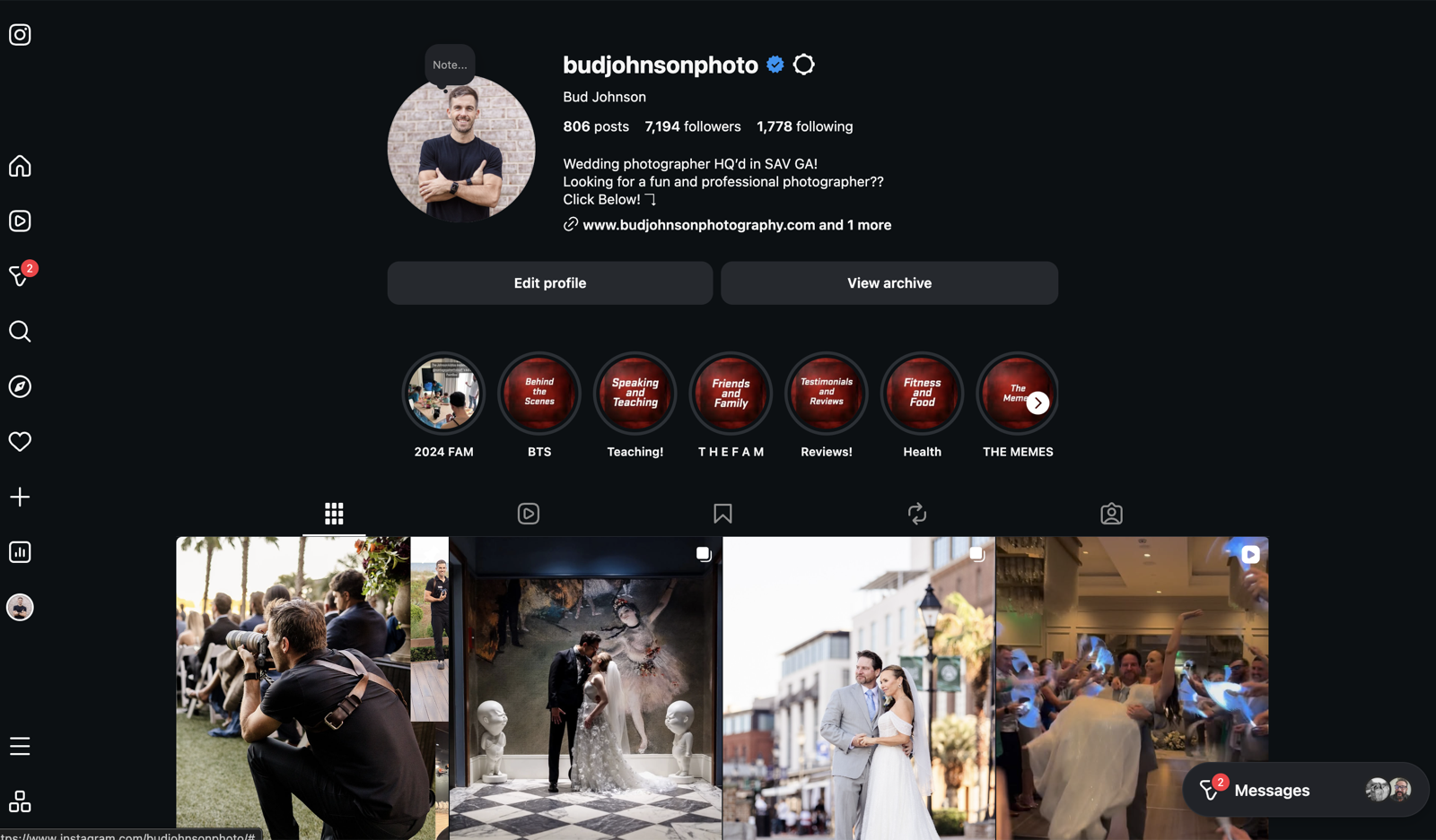 Bud Johnson Photo Instagram profile preview